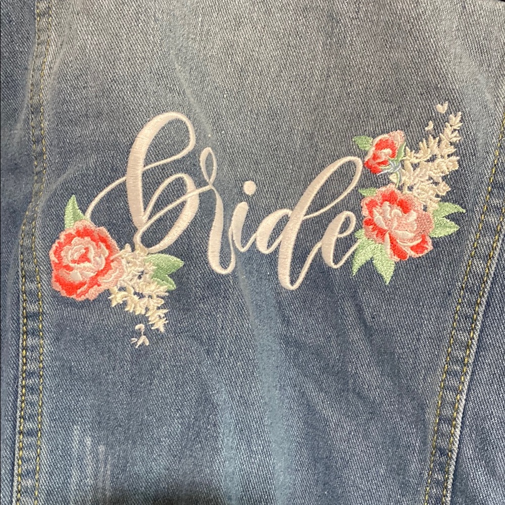 David's Bridal Blue Jean Jacket with Structured Shape